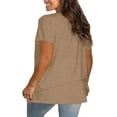 thumbnail image 4 of Brown Womens Blouses Plus Size V Neck T Shirts Women Short Sleeve Tops Casual Summer Tshirts Loose Fit Tee Ladies Tops and Blouses, 4 of 5