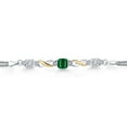 thumbnail image 2 of 925 Silver and 10K Yellow Gold Green Nano Emerald and White Moissanite and White Lab Grown Diamond Bracelet for Women (2.35 Cttw, Gemstone May Birthstone, Cushion 6MM, 7 inches, Made in Italy), 2 of 4