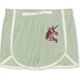 thumbnail image 4 of Girl's 2-Pack Floral and Unicorn Glitter Drawstring Lounge Shorts, Pink/Green, Size 6X, 4 of 4