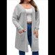 thumbnail image 2 of Cárdigan de Punto Ligero y Suave para Mujer, de Talla Grande, con Mangas Largas, Abierto Al Frente y Bolsillos. Gris XXXL, 2 of 7