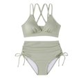 thumbnail image 5 of Women's Bikini Set Solid Color Two Piece Swimsuit with Removable Bra Pads No Underwire for Beach Swimming Vacation,Green,S, 5 of 8