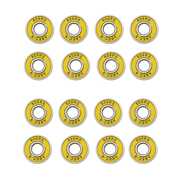 16x ABEC-9 Rodamientos de Rodamientos para Monopatín 8x22x7mm para Longboard Inline - Amarillo Sunnimix Rodamientos de skateboard 608RS