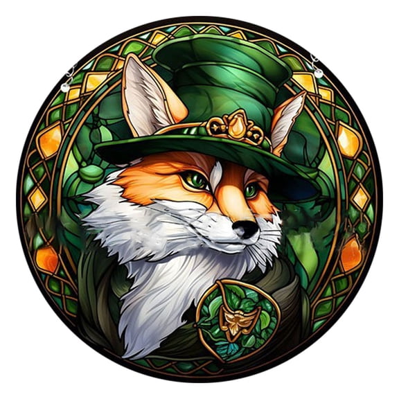 St. Patrick's Day Decorations Accessories Irish Suncatcher Stained Four Leaf Trifolium Decoration Suncatcher for Window Present for Women Family Window Suncatcher Hanging Decorations