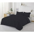 thumbnail image 3 of 3 Piece Pinch Pleated Duvet Cover Set 100% Cotton 1000 TC with Zipper Closure & Corner Ties Pintuck Bedding Duvet Cover - Super King Plus Size (120" x 120") Inch, Black Solid, 3 of 7