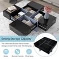 thumbnail image 5 of Coffee Table, Square Low Coffee Tables with Sliding Hidden Storage Drawers, Modern Sofa End Table Side Table  Center Tables for Living Room Bedroom Home Furniture Improvement, Black, 5 of 9