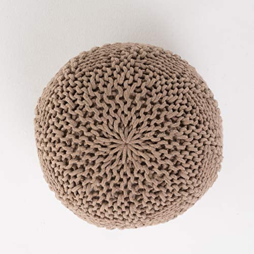 Christopher Knight Home Aria Outdoor Fabric Weave Pouf, Light Brown