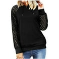 thumbnail image 1 of Awdenio Women Fall Lace Long Sleeve Hoodie Splicing Pockets Hooded Sweatshirts Coat Tops, 1 of 6