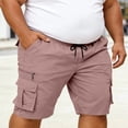 thumbnail image 6 of hoksml Men's Drawstring Elastic Waist Cargo Shorts, Multi Pocket Knee Length Casual Shorts for Outdoor Hiking Daily Wear, 6 of 8