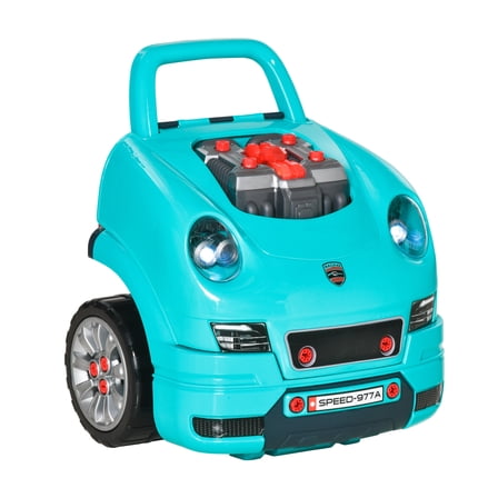 Kids Truck Engine Toy, Kids Mechanic Car Repair Set, Engine Disassembly Play Workshop, Includes 61 Pieces, Steering Wheel, Horn, Light for 3-5 Years Old, Teal