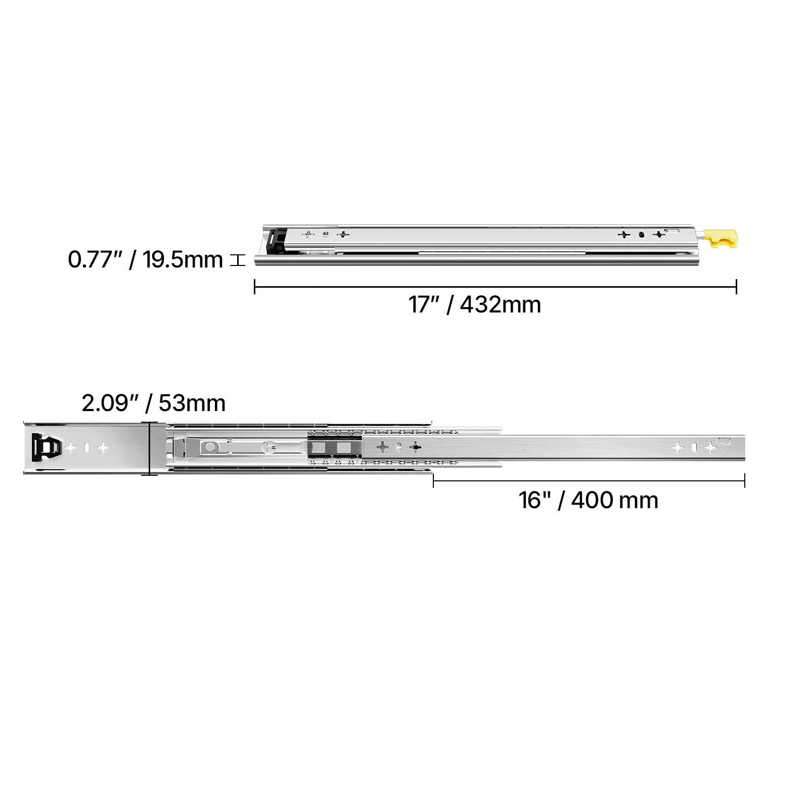 Heavy Duty Drawer Slides 17 Inch 250 lbs Capacity Locking Ball Bearing for Cabinet RV Truck