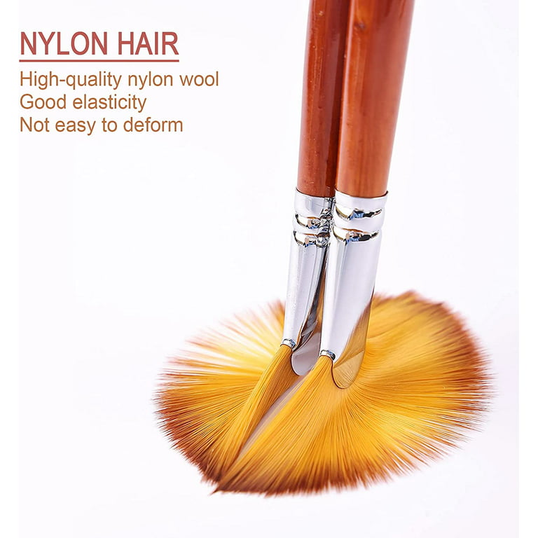 Artist Fan Paint Brushes Set 9Pcs - Soft Anti-Shedding Nylon Hair Wood –  Loomini