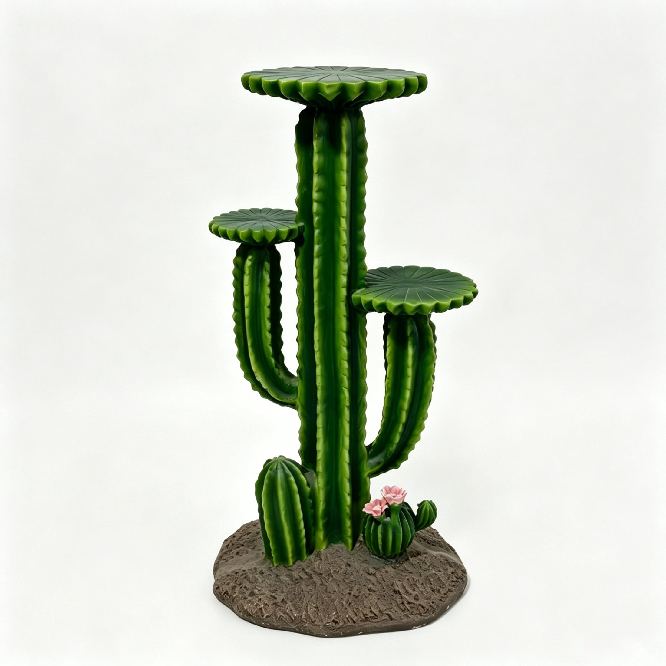 GDF Studio 32" Saguaro Cactus Plant Stand with 3 Display Shelves, Multi-Tier Weatherproof Resin Outdoor Garden Decor