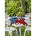thumbnail image 2 of Outdoor Tablecloth with Umbrella Hole and Zipper, Valentine's Day Round Table Cloth 54 Inch Waterproof Tablecloth, Romantic Roses Love Heart Gnomes Vintage Picnic Table Cover for Patio Camping, 2 of 7