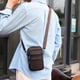 thumbnail image 5 of Riñoneras informales para hombre, Bolso cruzados de piel de vaca ajustables, portátiles para viajes de negocios, 5 of 5