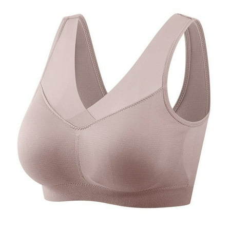 qolati Hatmeo Posture Correcting Bras Womens Seamless Wirefree Gathering Bra Plus Size No Underwir Sports Bra Push Up Bra Pink XL