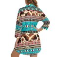 thumbnail image 6 of Renewold Swimsuit Coverup for Women Beach Cover Up with Pocket Comfortable Button Down Shirt Long Sleeve Lightweight Swimwear for Women Seaside Wear, Tribal Tribal Cow Print, S, 6 of 7