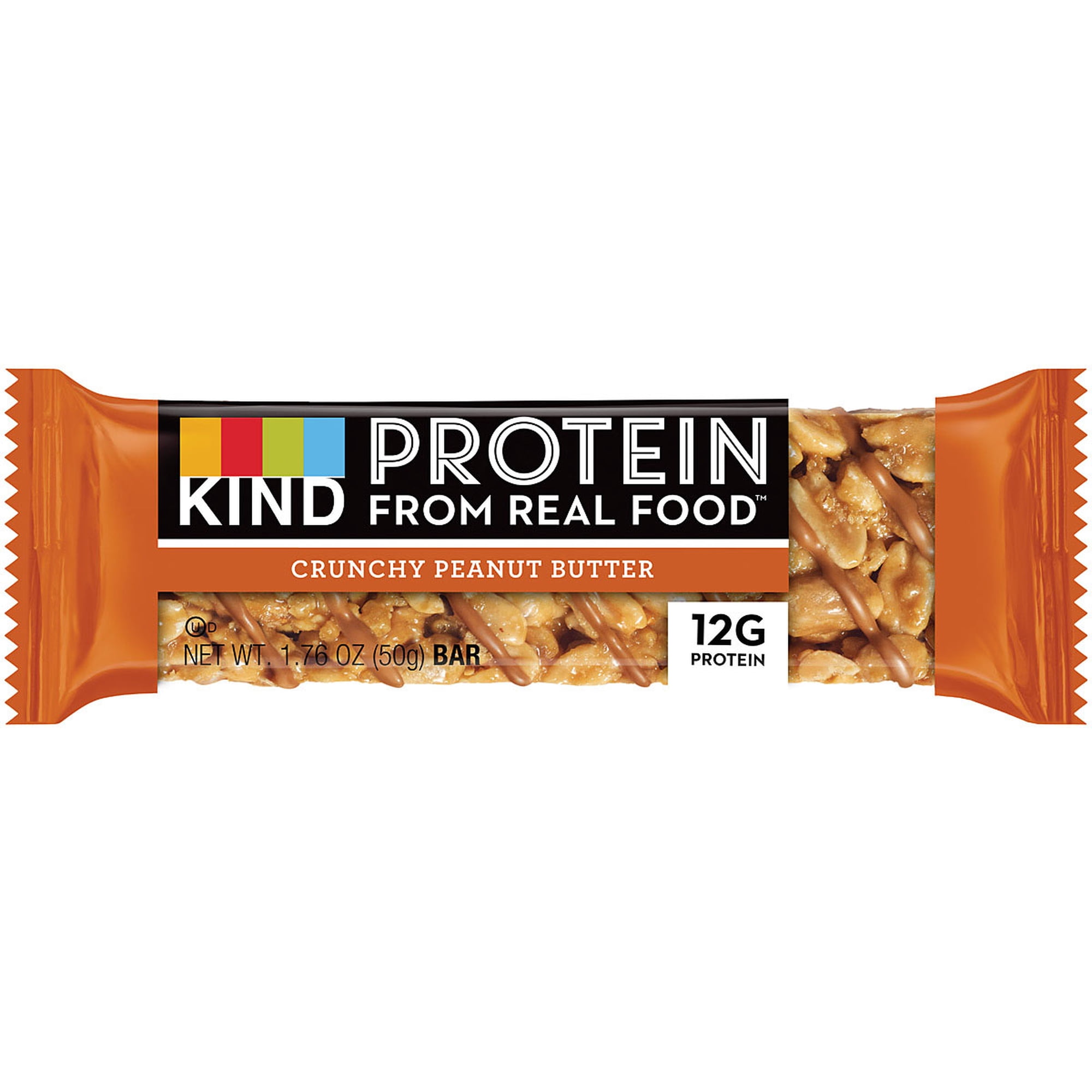 Kind Bar Protein Bar, Crunchy Peanut Butter, Gluten Free, 12g Protein, Pack of 12, Size 1.76 oz
