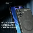 thumbnail image 6 of for iPhone 16 Premium PU Leather + TPU Back Case, Magsafe Anti-Scratch Lightweight Ultra Slim Shockproof Protective Anti-Fall Business Phone Case for iPhone 16, Gray, 6 of 9