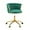 Dark Green, variant on Velvet Woven Home Office Chair, Modern Swivel Desk Chair with Wheels, Height Adjustable Vanity Chair with Gold Metal Base and Hand Weaving Back for Bedroom Study Computer Room, Dark Green