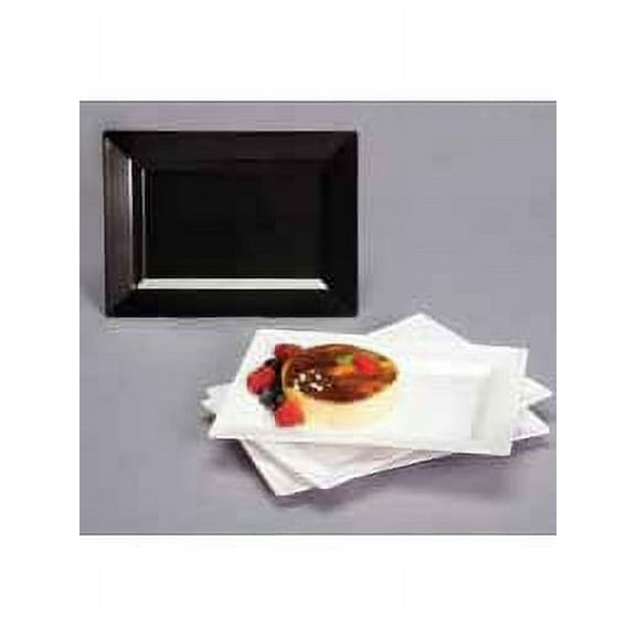 EMI Yoshi Black 12.75" Rectangle Plastic Dinner Plates 10ct.