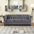 thumbnail image 6 of Morden Fort Modern Contemporary 2 Piece of Accent Chair and Sofas Set with Deep Button Tufting Dutch Velvet, Solid Wood Frame and Wood Legs- Light Grey, 6 of 7