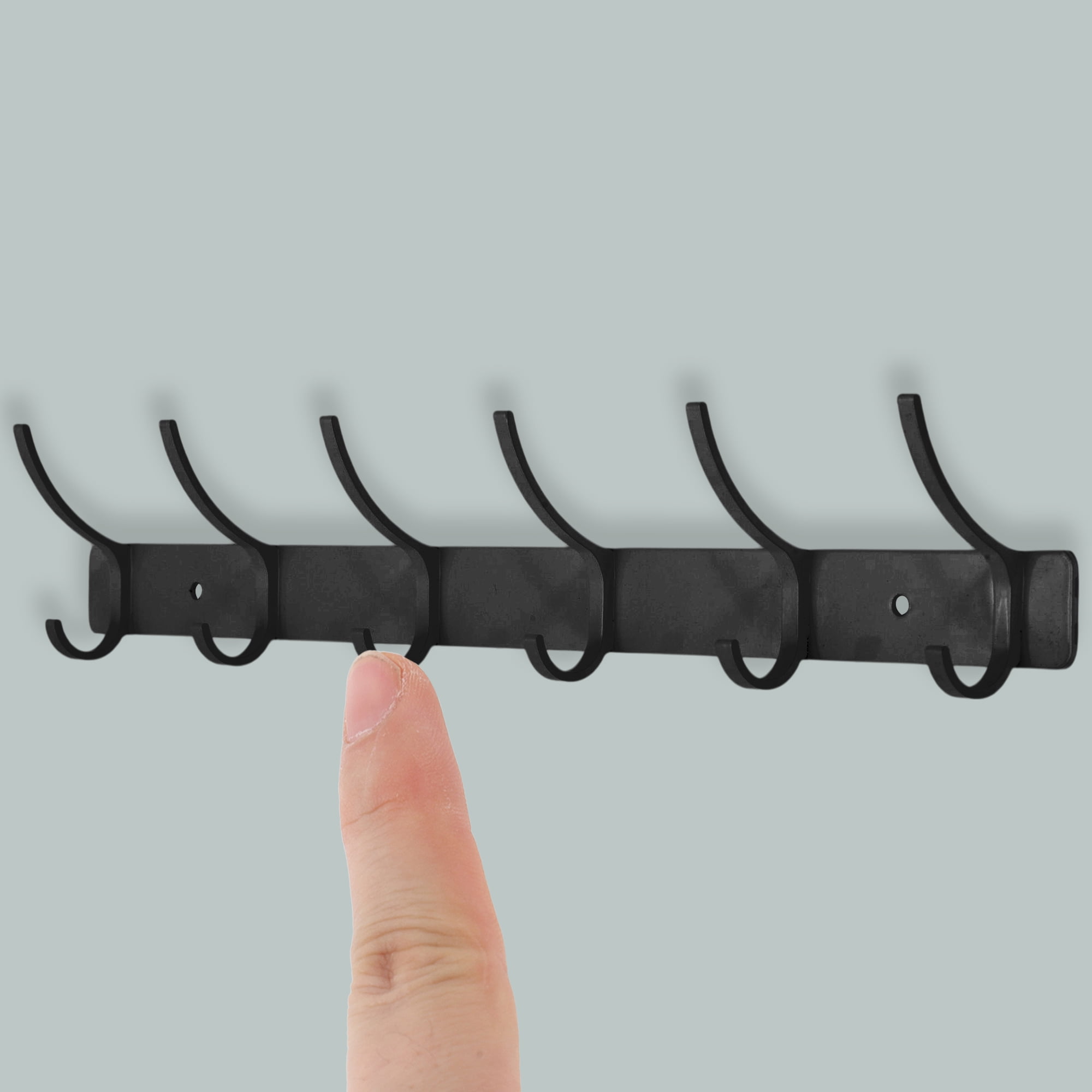 Unique Bargains Coat Rack Wall Mount Hook Deep Black 15x1.2x6