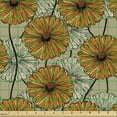 thumbnail image 2 of Ambesonne Floral Fabric by the Yard Upholstery, Retro Sunflowers Arrangement, 10 Yards, Amber Grey Yellow, 2 of 5
