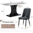 thumbnail image 4 of Sumdeal Modern Dining Table Set for 4，Marble Dining Table Top and MDF Base，63'' Rectangular Kitchen Table with 4 Black Faux Leather Dining Chairs，Glass Dinner Table Set for Living Room, Kitchen, 4 of 8