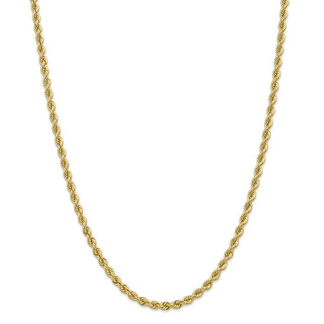 Chaîne Régulière en Corde Faite à la Main en Or Jaune 14K 4mm 24 Pouces