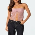 thumbnail image 2 of Women Lace Tube Tops Summer Strapless Cropped Bandeau Backless Shirts, 2 of 9