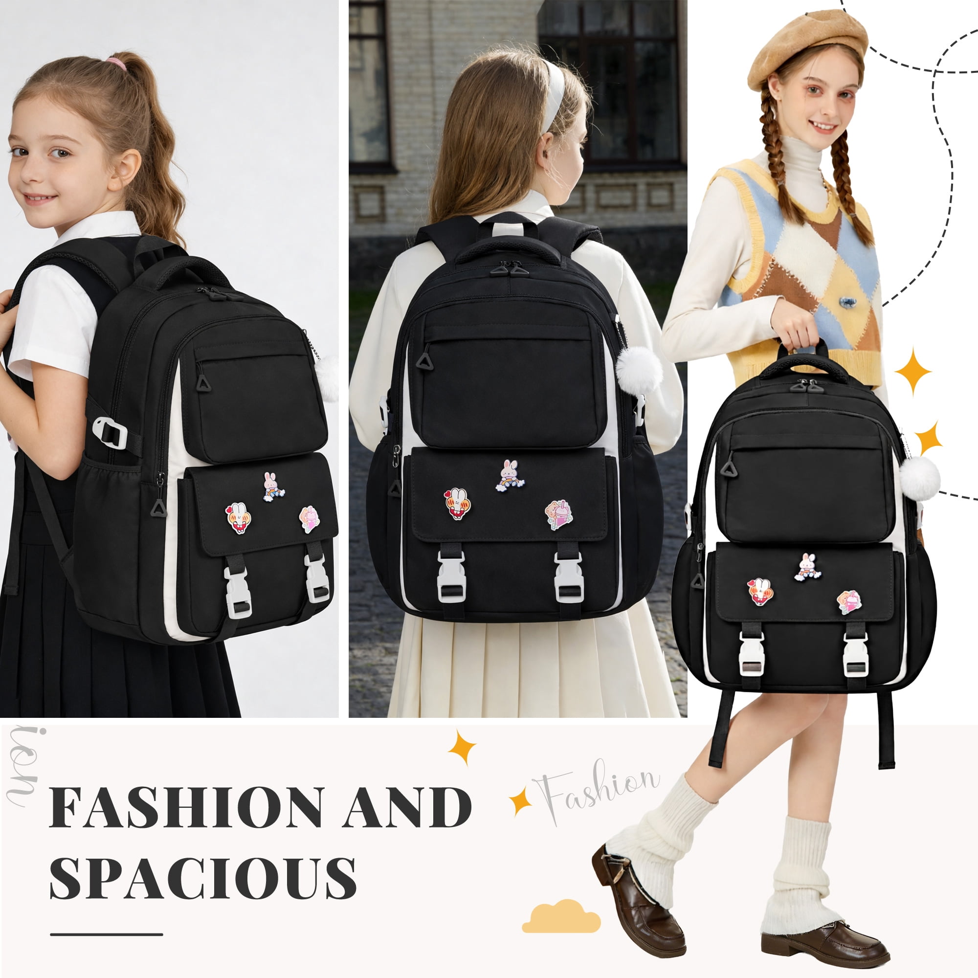 DAKIMOE Kids Backpack School Backpacks for College Cute Girl Middle High School Bookbag Large Capacity Lightweight Waterproof Daypack for Teens Students