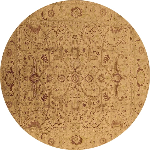 Ahgly Company Indoor Round Oriental Brown Industrial Area Rugs, 8' Round