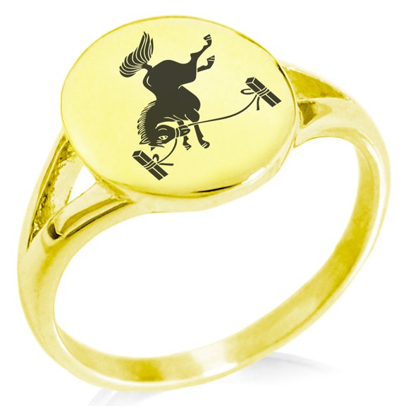 Stainless Steel Soma Samurai Crest Minimalist Oval Top Polished Statement Signet Ring