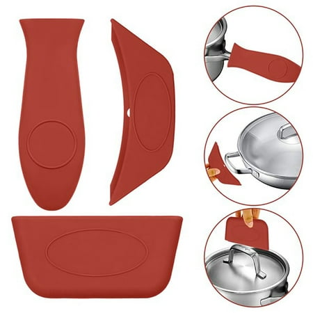 

1 Set/3 Pcs Silicone Hot Handle Holder Cover Set Assist Pan Handle Sleeve Pot Holders Cast Iron Skillets Handles Grip Covers Non-Slip Heat Resistant for Griddles Metal Frying Pans