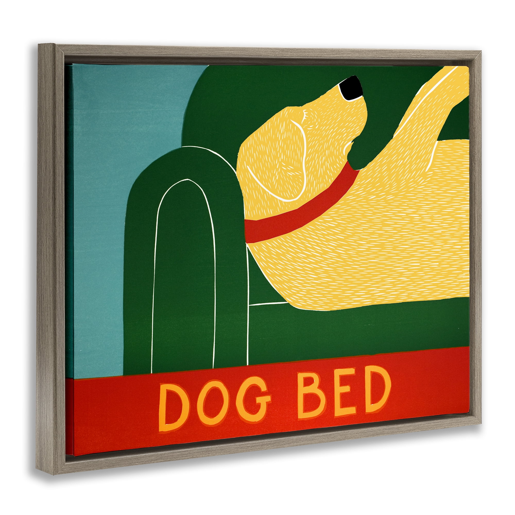 Dog Bed Labrador Brown Framed Floater Canvas Wall Art, design by Stephen Huneck