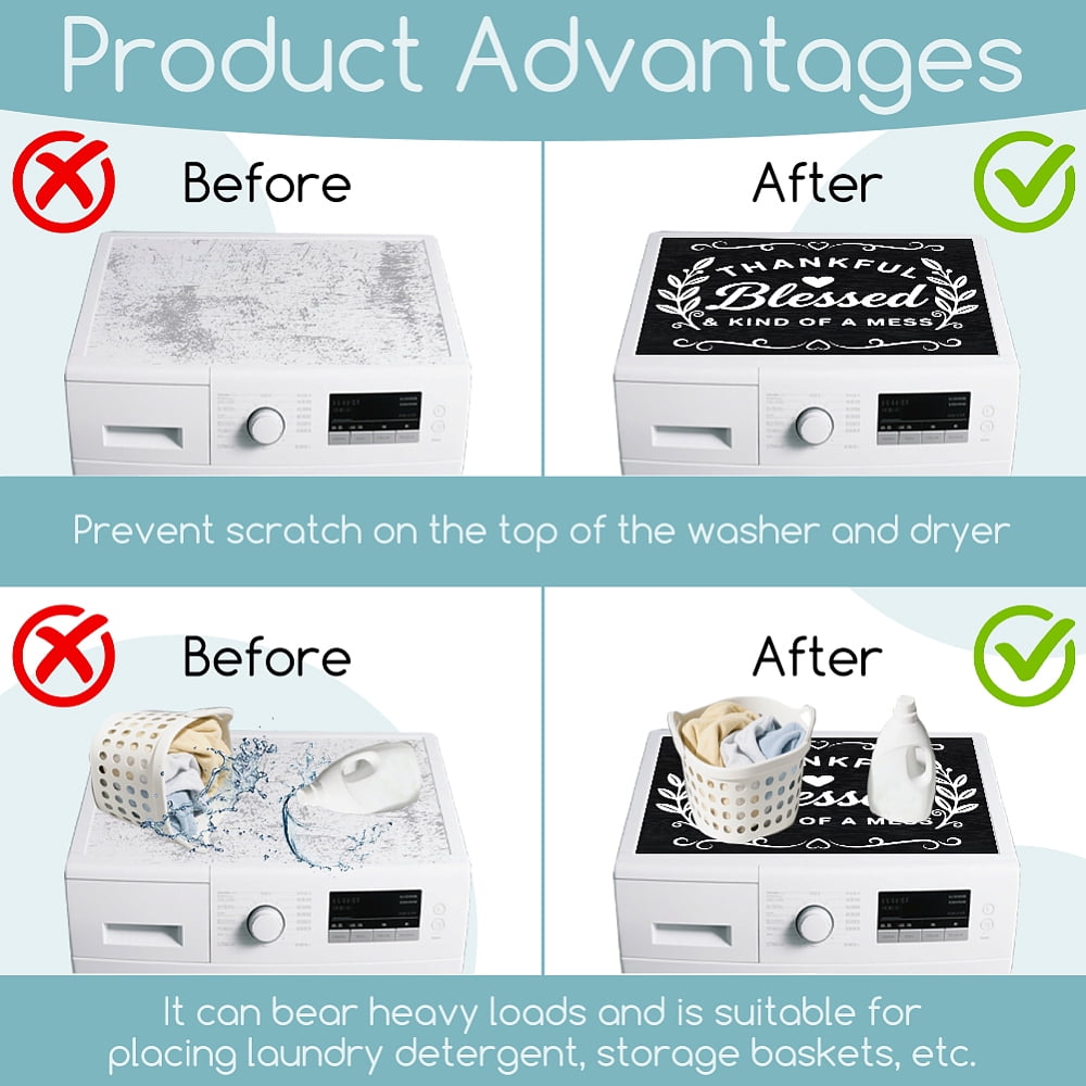 Leaf Blessing Washer Dryer Dust Cover 23.6×19.7inch Leaf Washing Machine Top Protector Pads Non Slip Washing Machine Top Covers