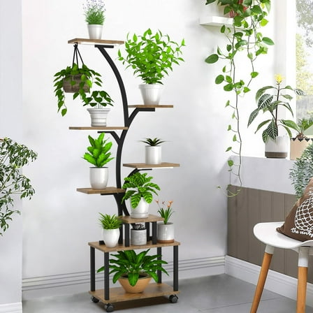Plant Stand Indoor with Grow Lights, 63" Tall Indoor Plant Shelf, 8 Tiered Corner Plant Holder