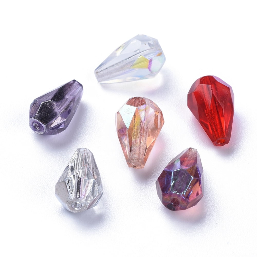 1bag Electroplate Czech Glass Beads Faceted Teardrop AB color Mixed color 12x8mm Hole: 1.2mm about 120pcs/bag