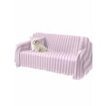 thumbnail image 2 of Pink White Stripe Couch Cover Sofa Covers 3 Cushion Sectional Couch, Modern Minimalist Geometric Striped Washable Sofa Covers Slipcover Sectional Sofa Cover, Furniture Protector 71"x150", 2 of 9