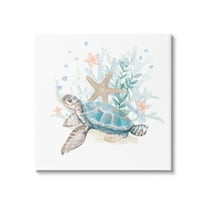 Mixed Sea Life Tortoise Swimming Animals & Insects Graphic Art Gallery Wrapped Canvas Print Wall Art