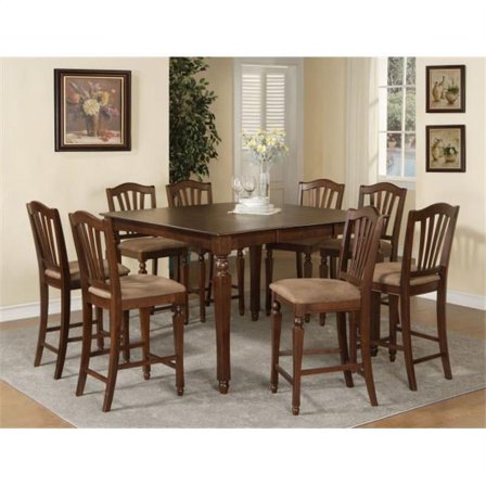 East West Furniture  5 Piece Counter Height Dining Set-Square Gathering Table With 4 Stools - Mahogany