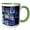 Green/White, variant on 3drose, Image of Metallic Purple and Fuchsia Cubes with Bird, 11oz Magic Transforming Mug