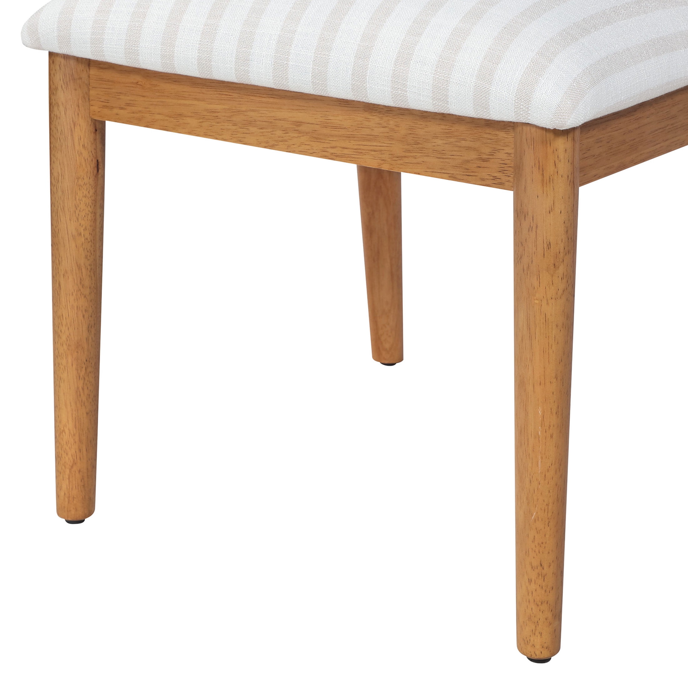 Beautiful Drew Dining Room Chair by Drew Barrymore, Warm Honey Finish with Striped Fabric, Set of 2