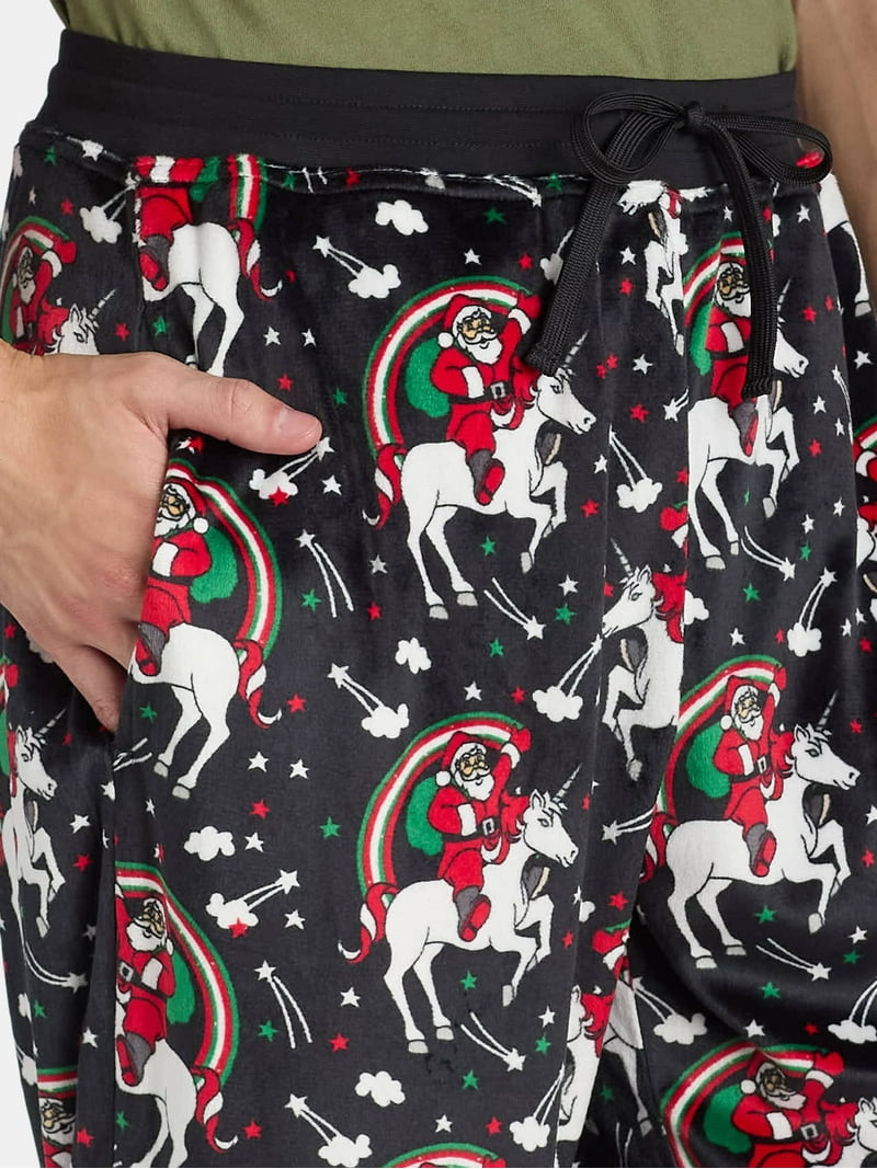 Holiday Time Men's Christmas Fleece Jogger Sleep Pants, Santa