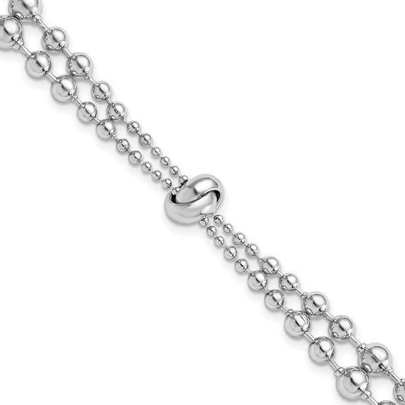 Auriga Fine Jewelry 925 Sterling Silver Rhodium Plated Beaded Bracelet 6.5inch for Women