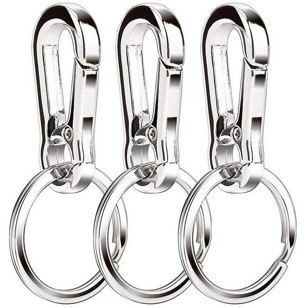 3 llaveros de metal, llaveros de acero, llaveros para hombres y mujeres, llaveros desmontables de liberación rápida, clips de llave de acero inoxidable