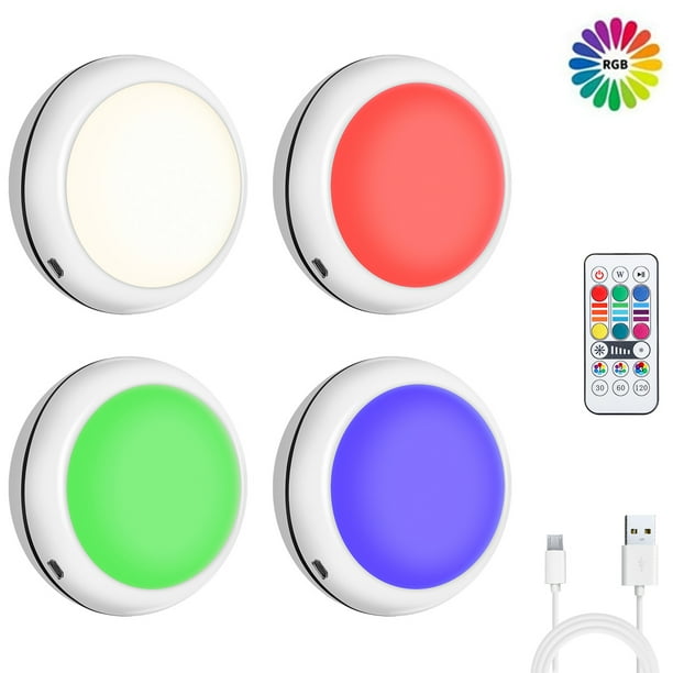 Rechargeable Puck Lights Under Lighting with 16 Colors USB