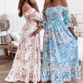 thumbnail image 4 of LSLJS Robe d'Été Mode Femme Épaules Droites Imprimé Manches Courtes Longueur Cheville, Robe d'Été Plage, 4 of 9