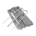 thumbnail image 1 of 50 paquetes de estacas de jardín de acero galvanizado tipo U para césped artificial plata, 1 of 9