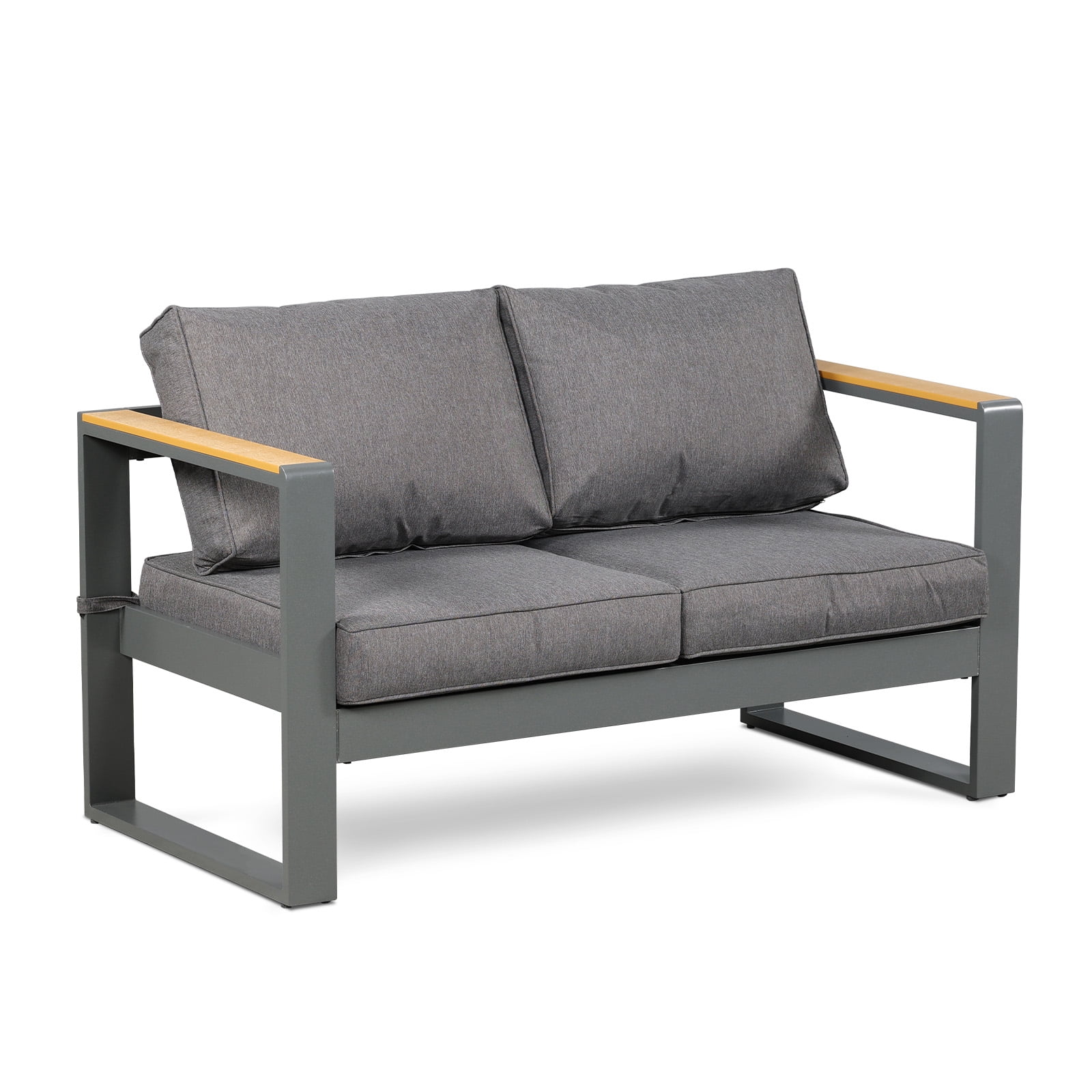 Aoodor Patio Furniture Loveseat Aluminum Sofa Couch Deep Seat - All-Weather Resistant Outdoor Conversation Set with Thick Cushions